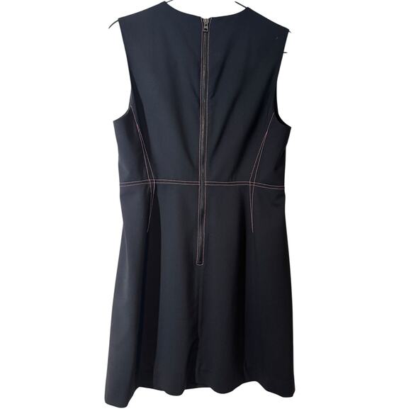 Diane von Furstenburg Tedi Seam Dress Black Pink Stitching 10‎ Wool Shift Sheath - Picture 7 of 9